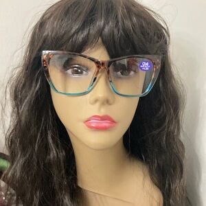Womens readers 1.25 blue and animal print